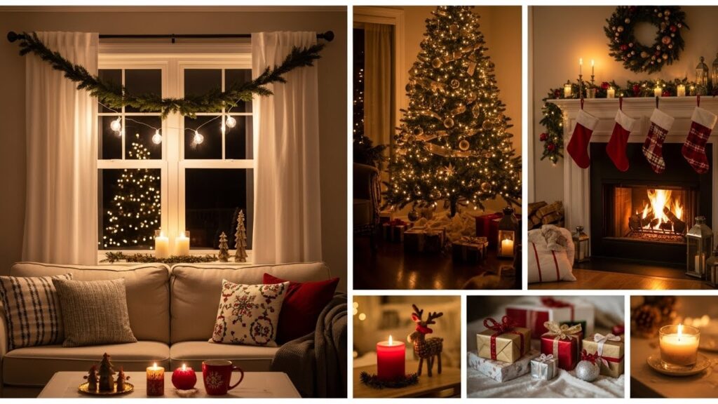 DIY Christmas Garland Ideas for Curtain Rods on window