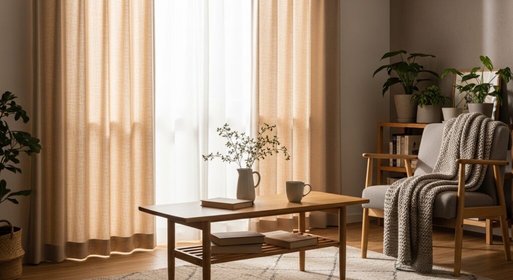 linen curtains living room modern interior